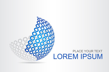 Logo stylized spherical surface with abstract shapes