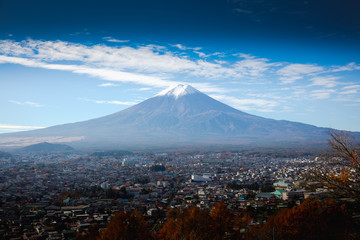 Aerial view of Mt Fuji, Fujiyoshida Japan