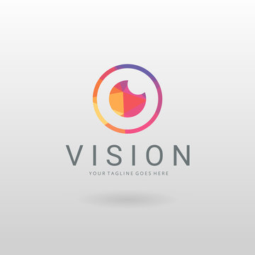 Vision logo. Polygonal Camera logotype 
