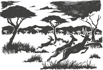 Landscape with gazelles 