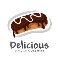 Donut cake illustration logo design vector