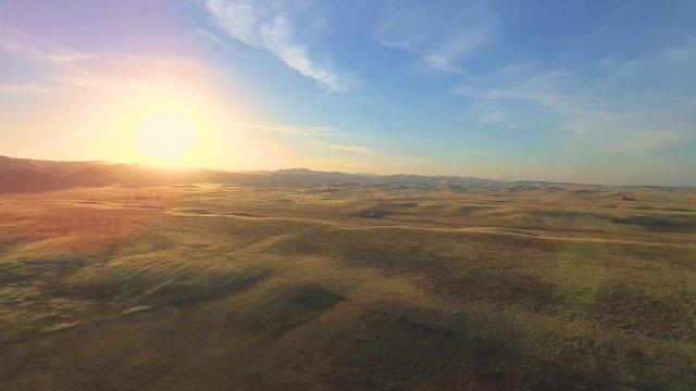 California Central Valley Farmland Crops Field Stanislaus Sunset