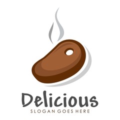 Beef steak illustration logo design vector