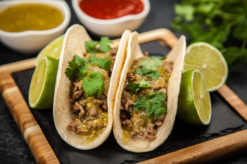 Mexican tacos with beef