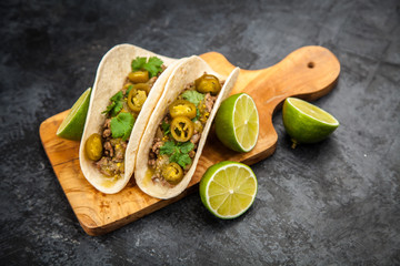 Mexican tacos with beef
