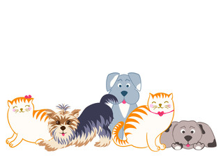 Set the border of cute cats and dogs