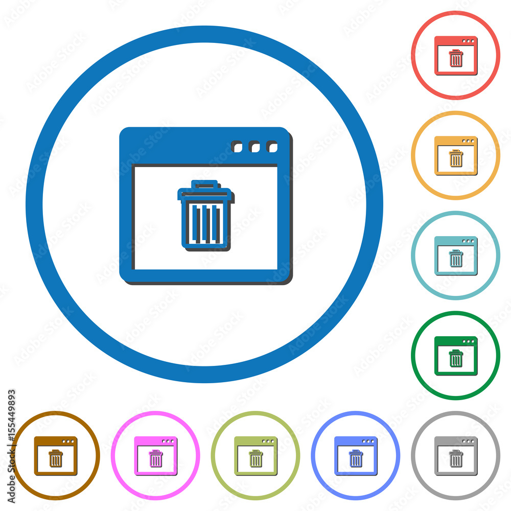 Poster application delete icons with shadows and outlines