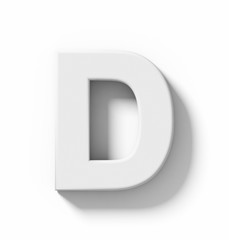 letter D 3D white isolated on white with shadow - orthogonal projection