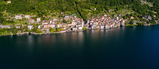 Fototapeta na wymiar Brienno - Lago di Como (IT) - Vista aerea panoramica 