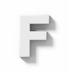 Obraz premium letter F 3D white isolated on white with shadow - orthogonal projection