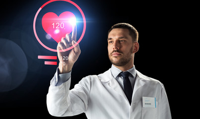 doctor or scientist with heart rate projection