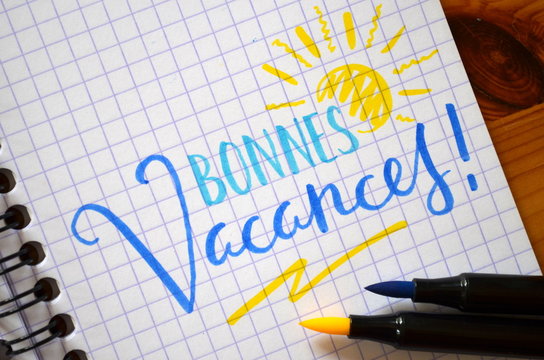 BONNES VACANCES sur cahier
