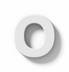 letter O 3D white isolated on white with shadow - orthogonal projection
