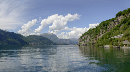 Fototapeta na wymiar Como lake landscape near Mandello, Italy
