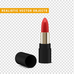 Red lipstick 3d illustration of a beautiful illustration. Isolated realistic lipstick with transparent vector effect