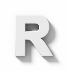 letter R 3D white isolated on white with shadow - orthogonal projection