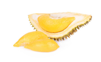 Ripe Durian fruit, Thailand Fruits isolated on white background.
