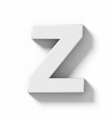 letter Z 3D white isolated on white with shadow - orthogonal projection