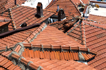 Obraz na płótnie Canvas Roof tiles of old houses in Turkey