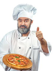  chief cook holding pizza napoletana