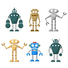 Robot logo, illustration, and icon 
