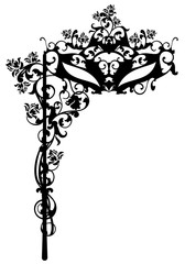 Fototapeta na wymiar black carnival mask with rose flowers vector silhouette design