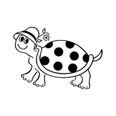 funny turtle cartoons. outlined cartoon drawing sketch illustration vector.