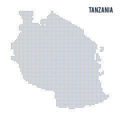 Vector dotted map of Tanzania isolated on white background .