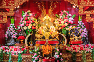 Brass Ganesha Statue,Pa Daet Temple in  Chiangmai Thailand