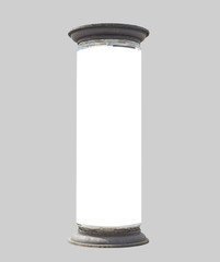 old advertising pillar, isolated, free copy space