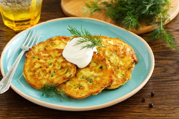 Vegetable fritters of zucchini.