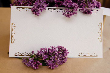 bouquet of lilacs  with an inscription card