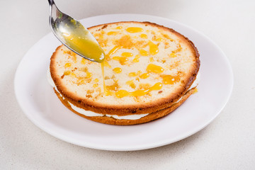 Lemon orange citrus sponge cake with crumbs