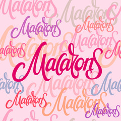 A seamless pattern with macaroon lettering pink, purple