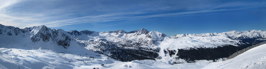 Fototapeta na wymiar Mountains panoramic view landscape, Andorra, Pyrennes