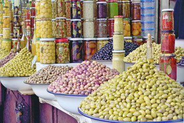 Sale of olives in Morocco market in Morocco