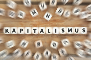 Kapitalismus Politik Wirtschaft reich Finanzen Geld Würfel Business Konzept