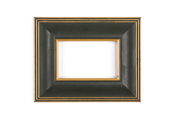 Simple, green, rustic, wooden, old frame on a white background