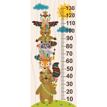 growth measure with tribal animal- vector illustration, eps