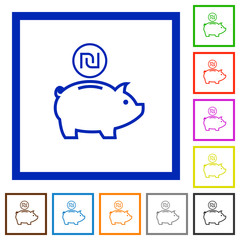 Israeli new Shekel piggy bank flat framed icons