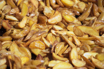 Fried sliced potatoes.