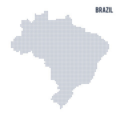 Vector dotted map of Brazil isolated on white background .