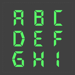 Fototapeta premium Calculator digital green text. 
