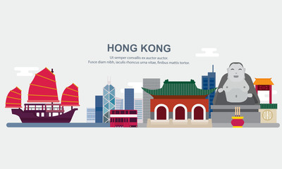 hongkong landscape - obrazy, fototapety, plakaty