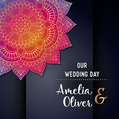 Vector luxury wedding invitation with mandala