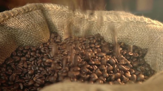 High quality video of falling coffee beans in real 1080p slow motion 250fps