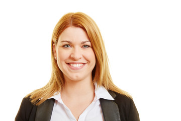 Bewerbungsfoto einer jungen blonden Frau