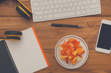 Healthy food - fruit snack at workplace