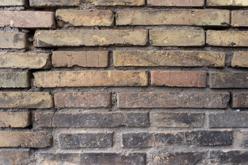 aged grunge red brick wall texture as background