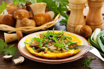 Omelette (frittata) with wild mushrooms.